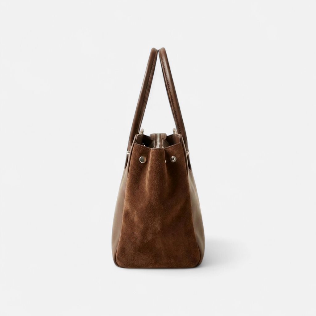 SIENNA - Camel Suede Tote Bag