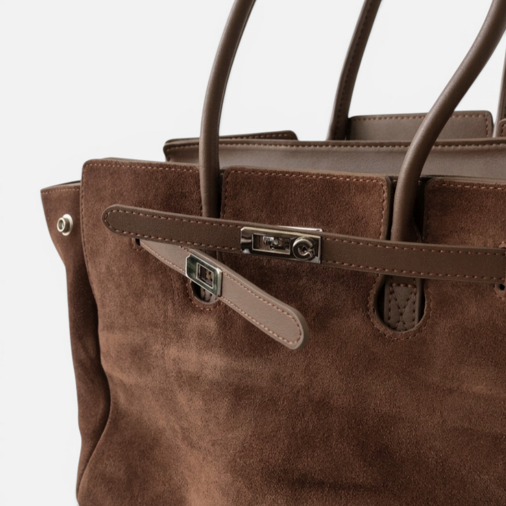 SIENNA - Camel Suede Tote Bag