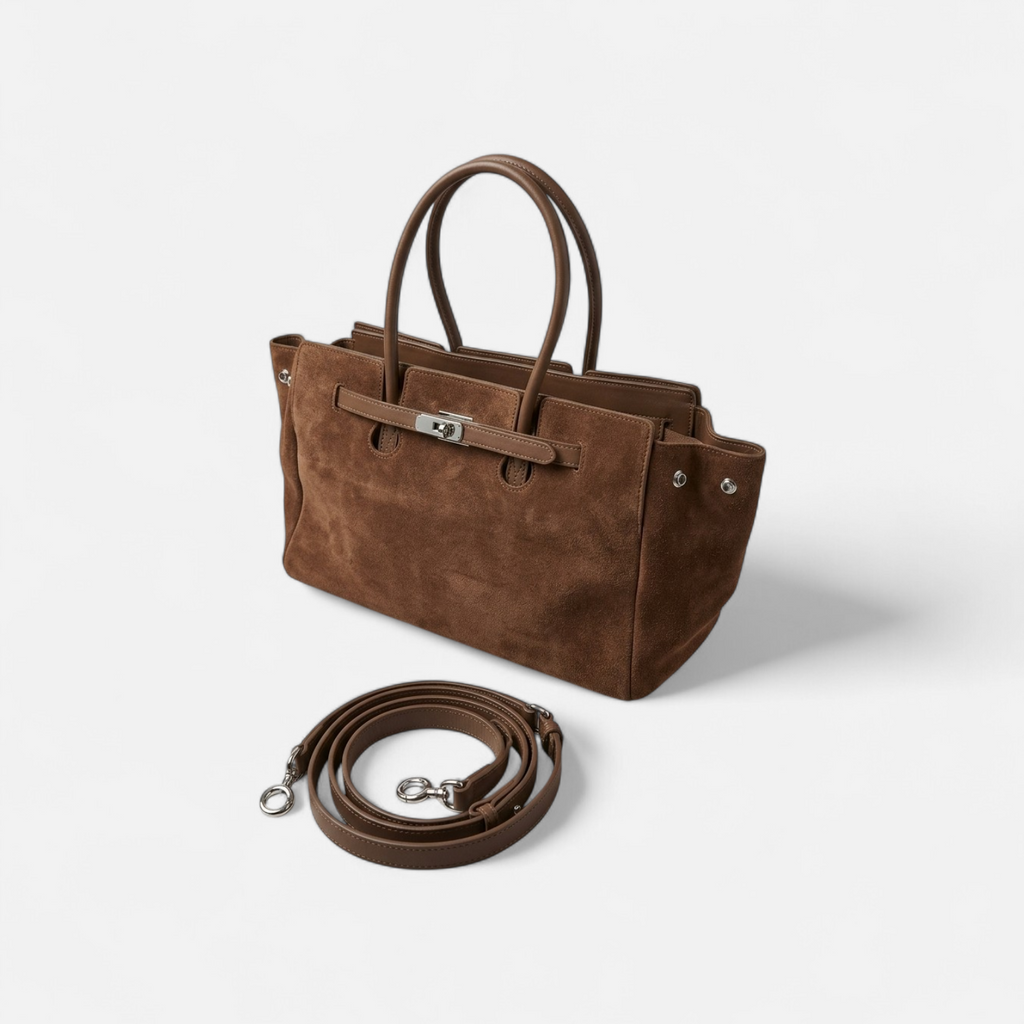 SIENNA - Camel Suede Tote Bag
