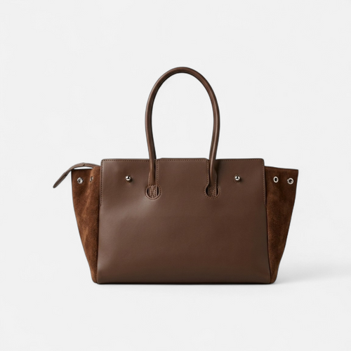 SIENNA - Camel Suede Tote Bag
